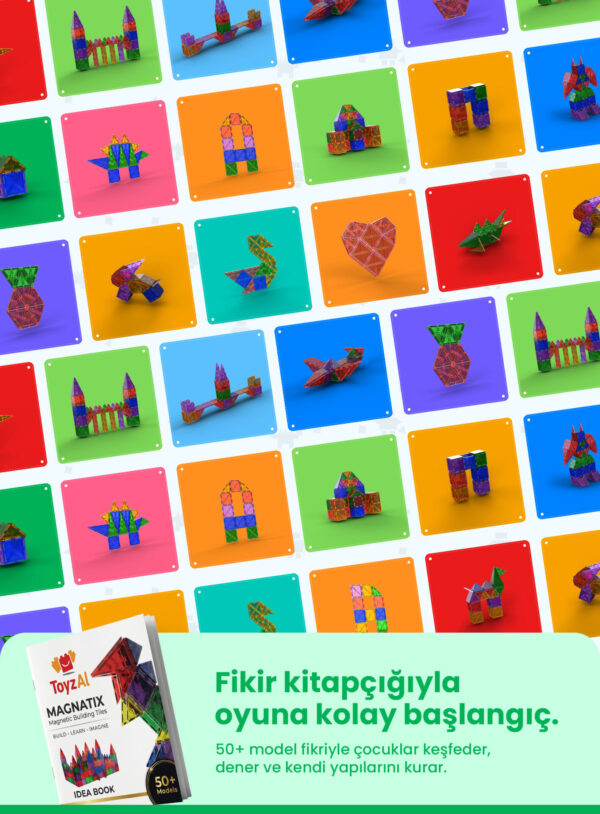 7 Toyzal Magnatix 36 Parça Manyetik Yapı Oyuncak Seti – Eğitici Mıknatıslı STEM Oyuncak