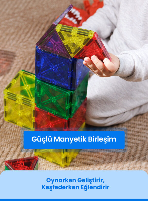 5 Toyzal Magnatix 72 Parça Manyetik Yapı Oyuncak Seti – Büyük Set Eğitici Mıknatıslı STEM Oyuncak